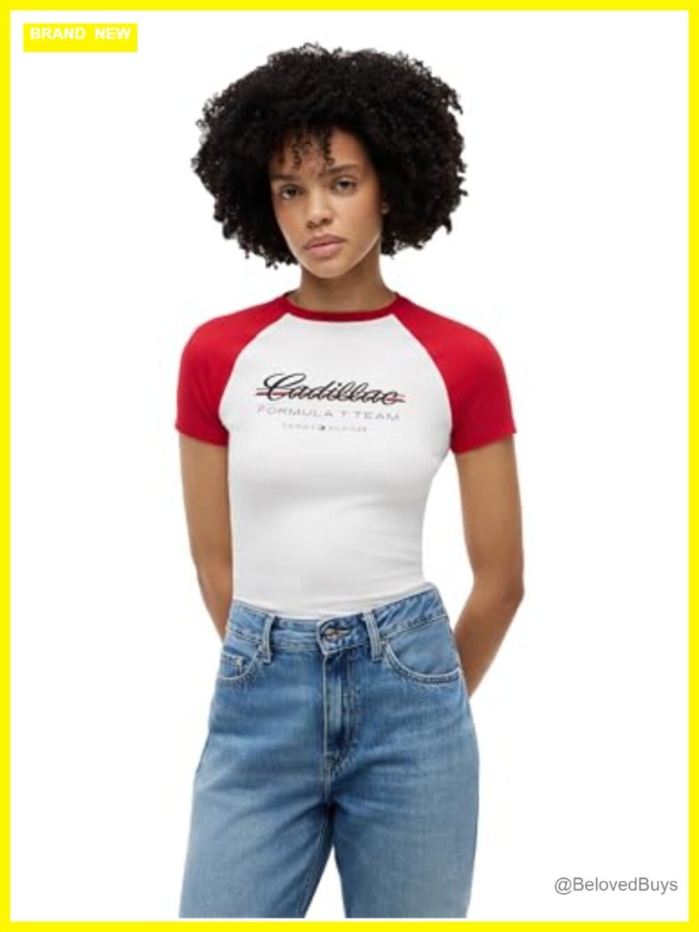 Tommy Hilfiger F1 Script Raglan Graphic T-Shirt Slim Fit Stretch Cotton